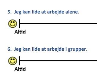 Eksempler på udsagn, som eleverne skal tage stilling til.